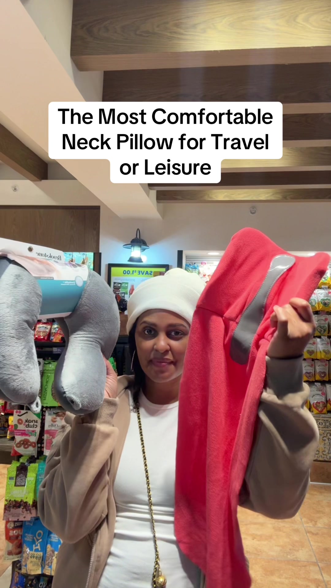 TikTok post by @london_bridges_the_gap for Trtl Travel. Caption reads: Best neck pillow for travel by @TrtlTravel_US....