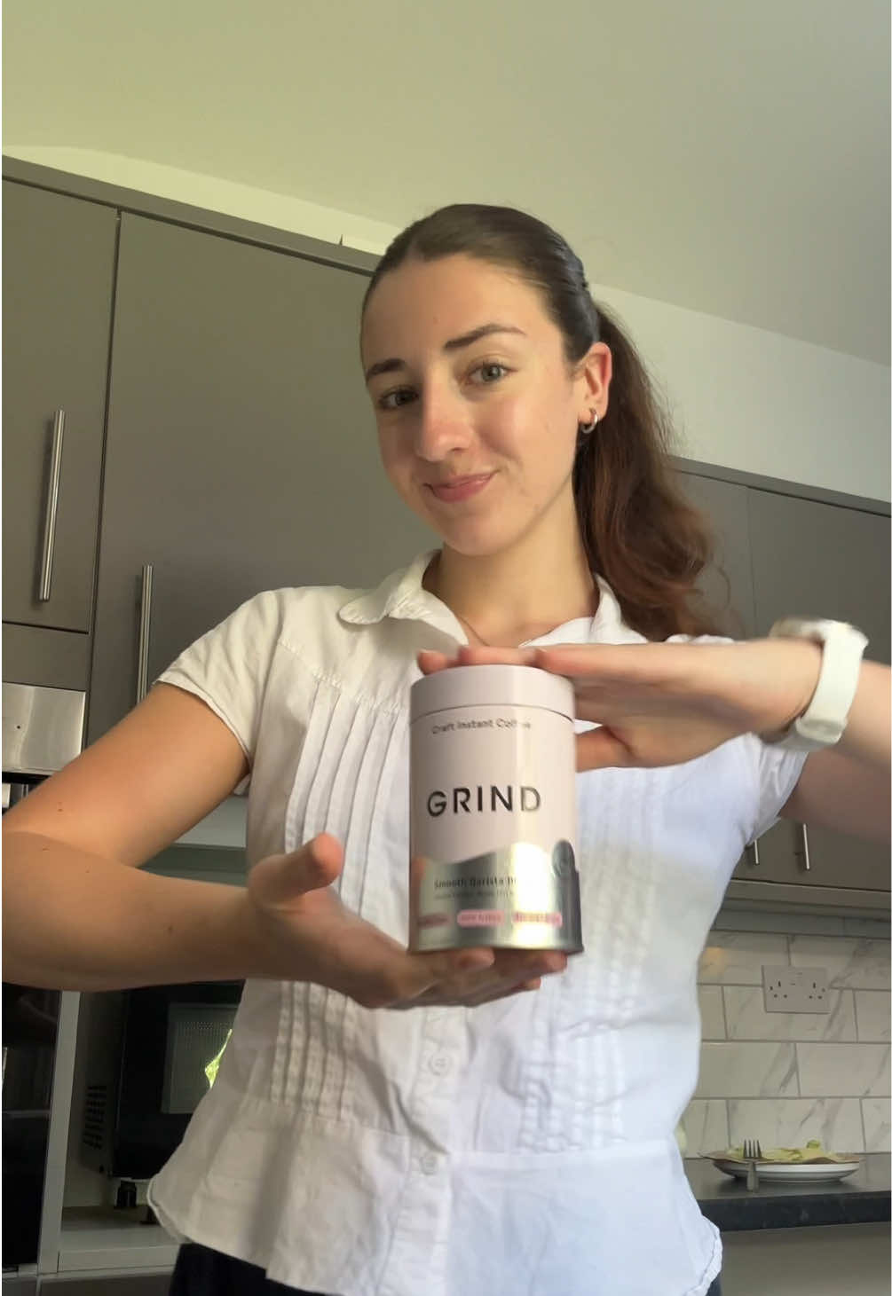 TikTok post by @emiliegriffiths for Grind. Caption reads: Post job interview coffee @Grind ☕️🌟🚑 Ad....