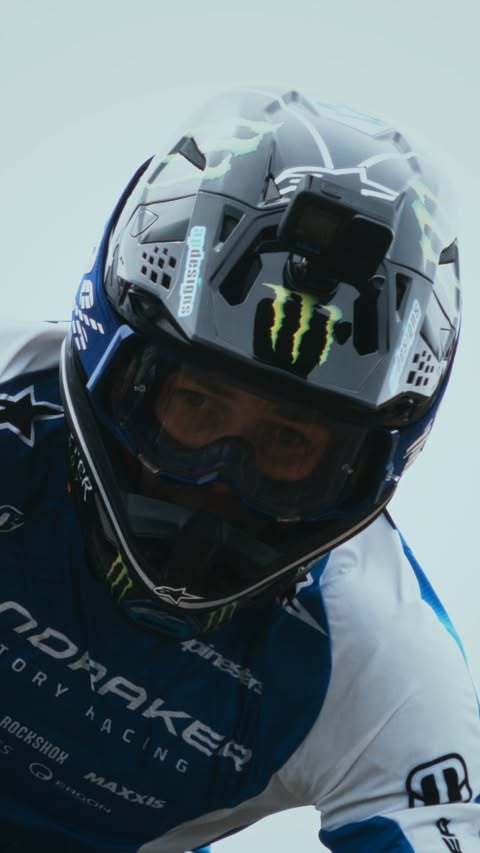 Instagram post by @uci_mtbworldseries for Monster Energy. Caption reads: The @monsterenergy team came in HOT for round 1 in....