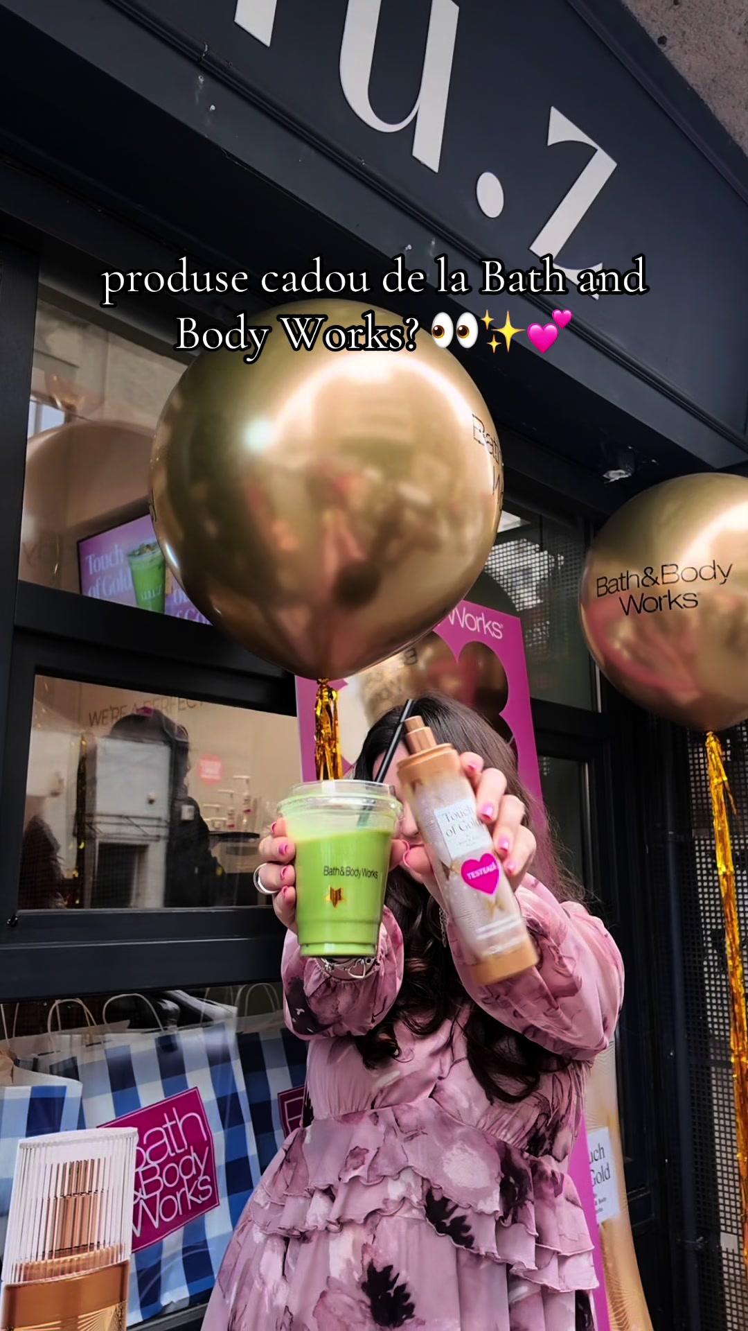 TikTok post by @dogaritza for Bath & Body Works. Caption reads: 14-15 februarie la Luluz @Bath & Body Works....