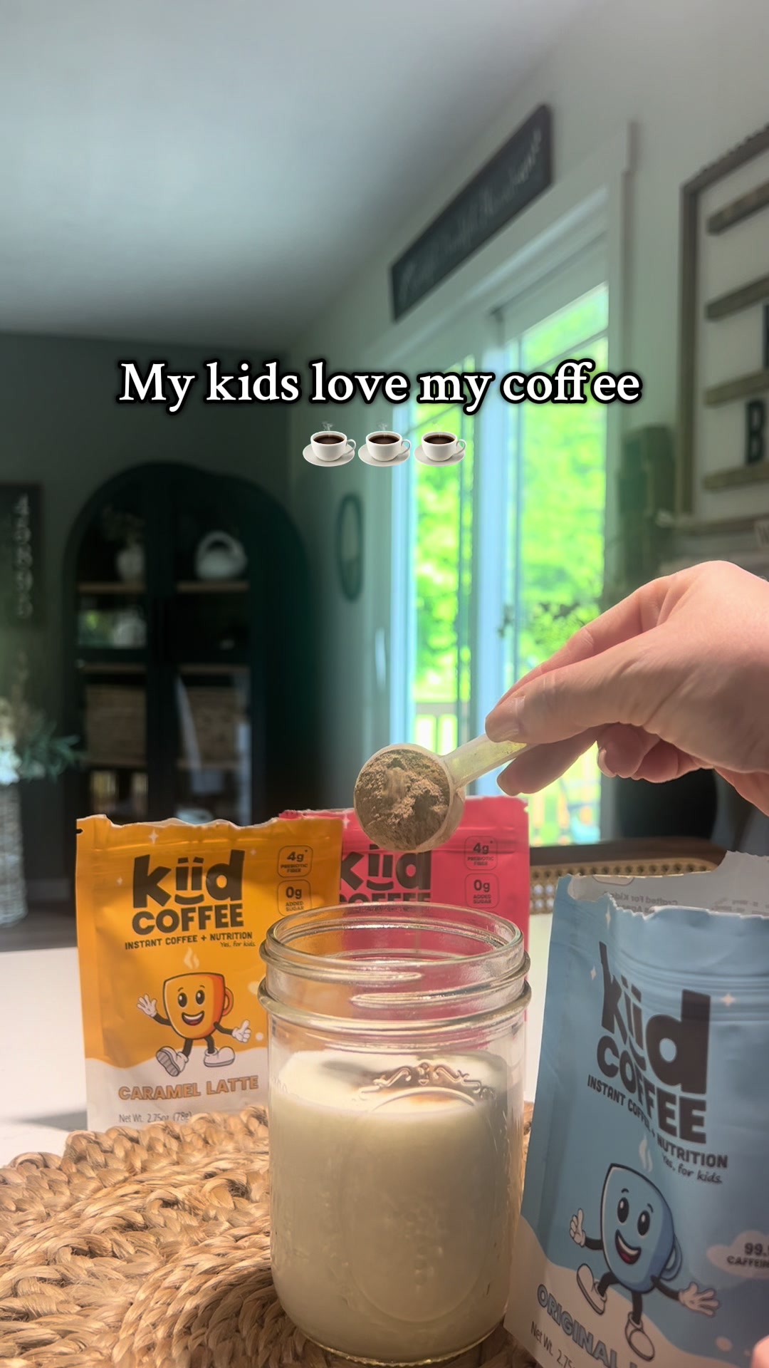 TikTok post by @neumeier_home for Kiid Coffee. Caption reads: this @kiidcoffee is soooo good too! we all love....