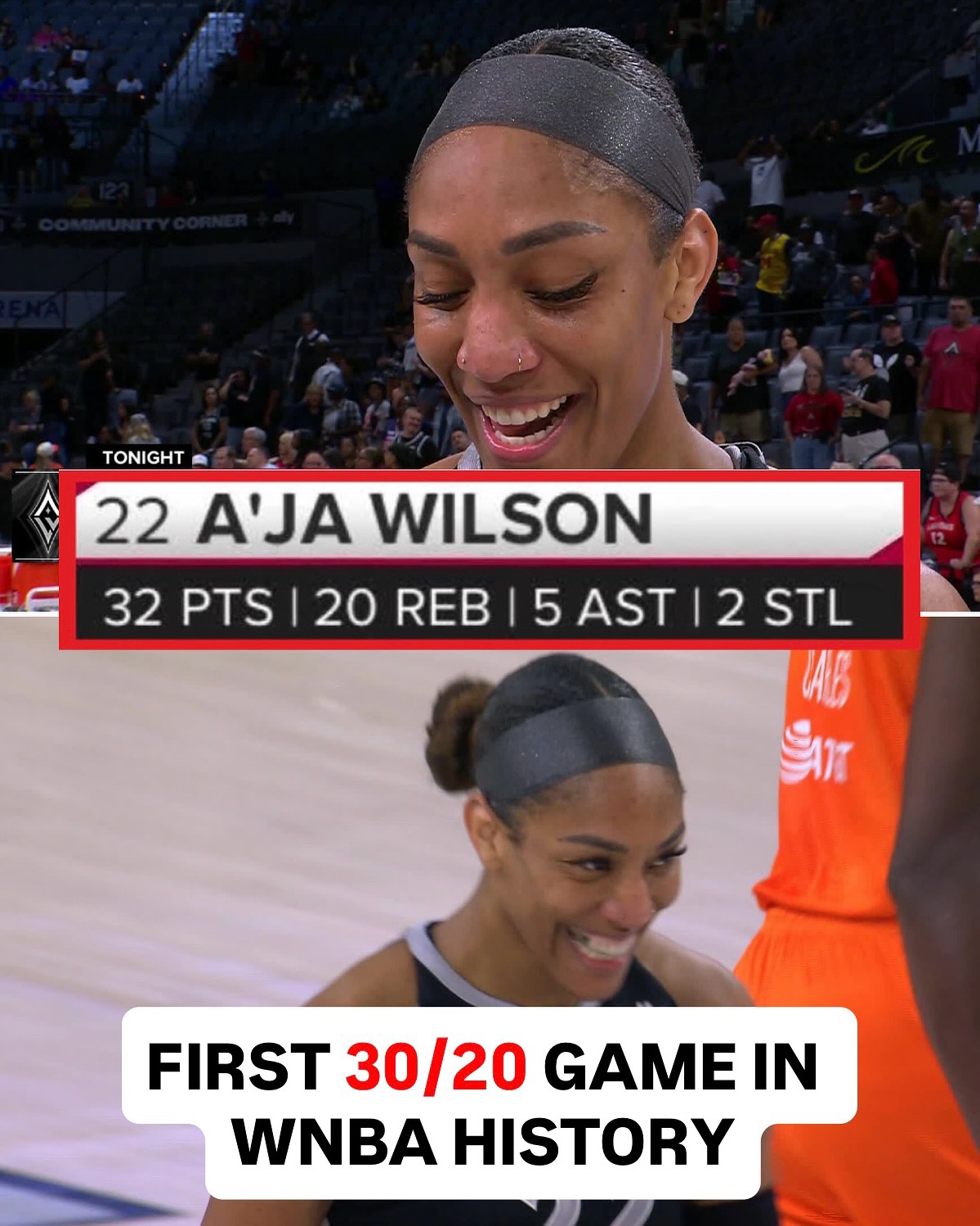 Instagram post by @brwsports for House of Highlights. Caption reads: HISTORY FOR A’JA WILSON 😤.