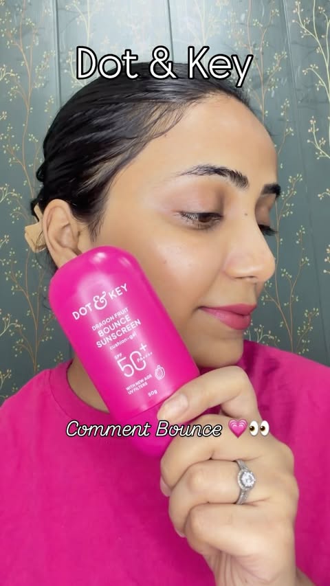 Instagram post by @ugc_by_divyansha for ThePinkPantherCo. Caption reads: [...] Dragon fruit bounce sunscreen....