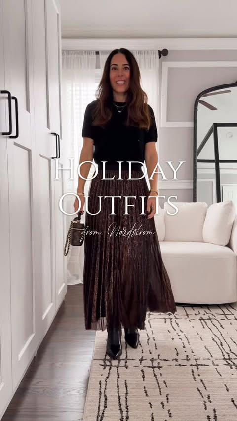 Instagram post by @mrscasual for Nordstrom. Caption reads: 💬 “HOLIDAY” for details..
Holiday outfits that....