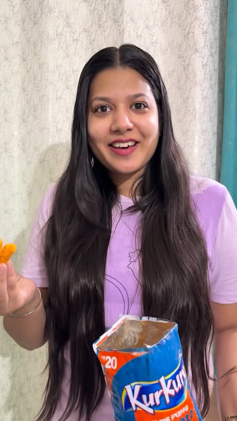 Instagram post by @radhikastylefile for Kurkure. Caption reads: [...] mind 🤌✨ One bite and I’m hooked! 😍....