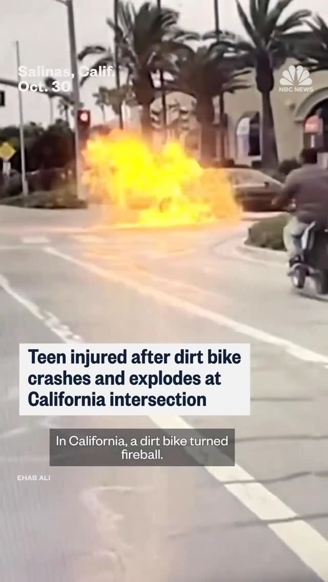 Instagram post by @allnewsinc for NBC News. Caption reads: A #teen crashed a #dirtbike into the side of a car....