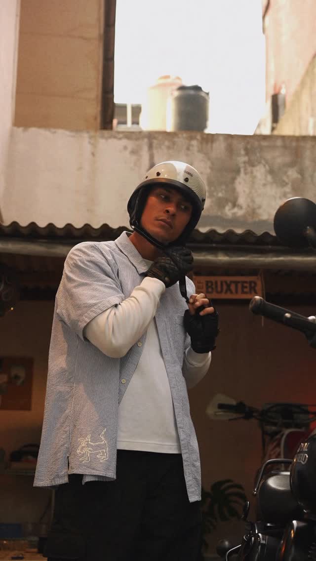 Instagram post by @svmmerloco for Royal Enfield. Caption reads: Some call it cleaning. I call it meditation before....