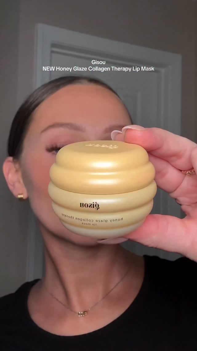 Instagram post by @emclark for Gisou. Caption reads: @gisou NEW Honey Glaze Collagen Therapy
Lip....