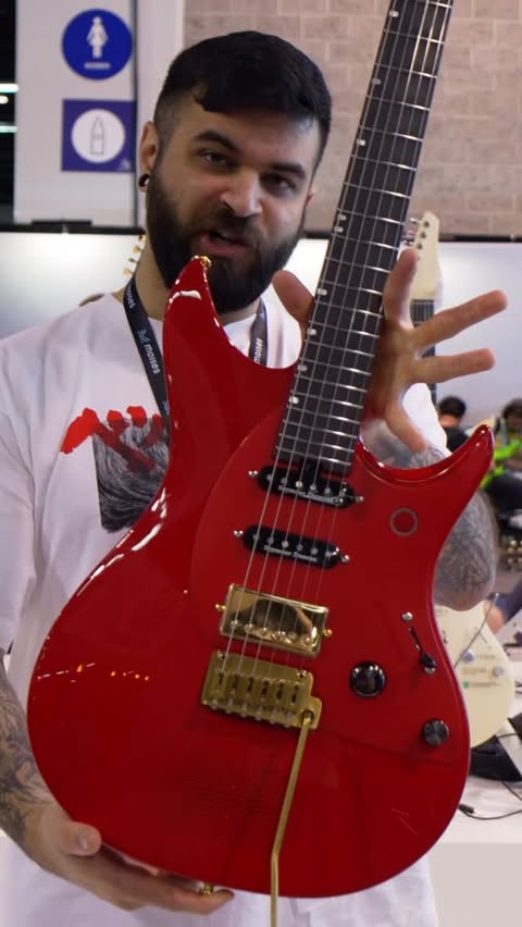 Instagram post by @baenacarcosa for ENYA MUSIC. Caption reads: 🎸 The perfect guitar for traveling is getting a....