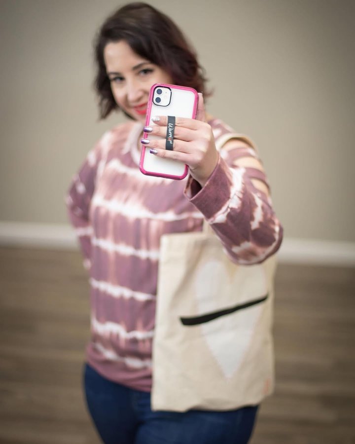 Instagram post by @thejennagreen for LOVEHANDLE. Caption reads: [...] of phone handles that I worked with....