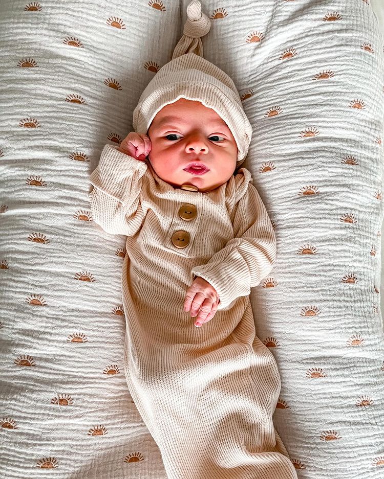 Instagram post by @katherinecimorelli for Caden Lane. Caption reads: Welcome to the world, Asa Alexander 🥹💙
Born on....