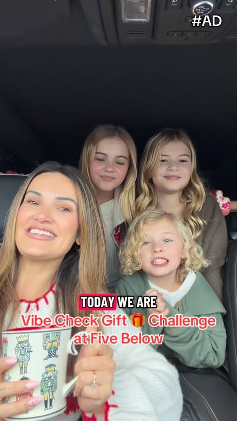 Instagram post by @nishaandfam for Five Below. Caption reads: Top secret family gift exchange @fivebelow 😱🎁....