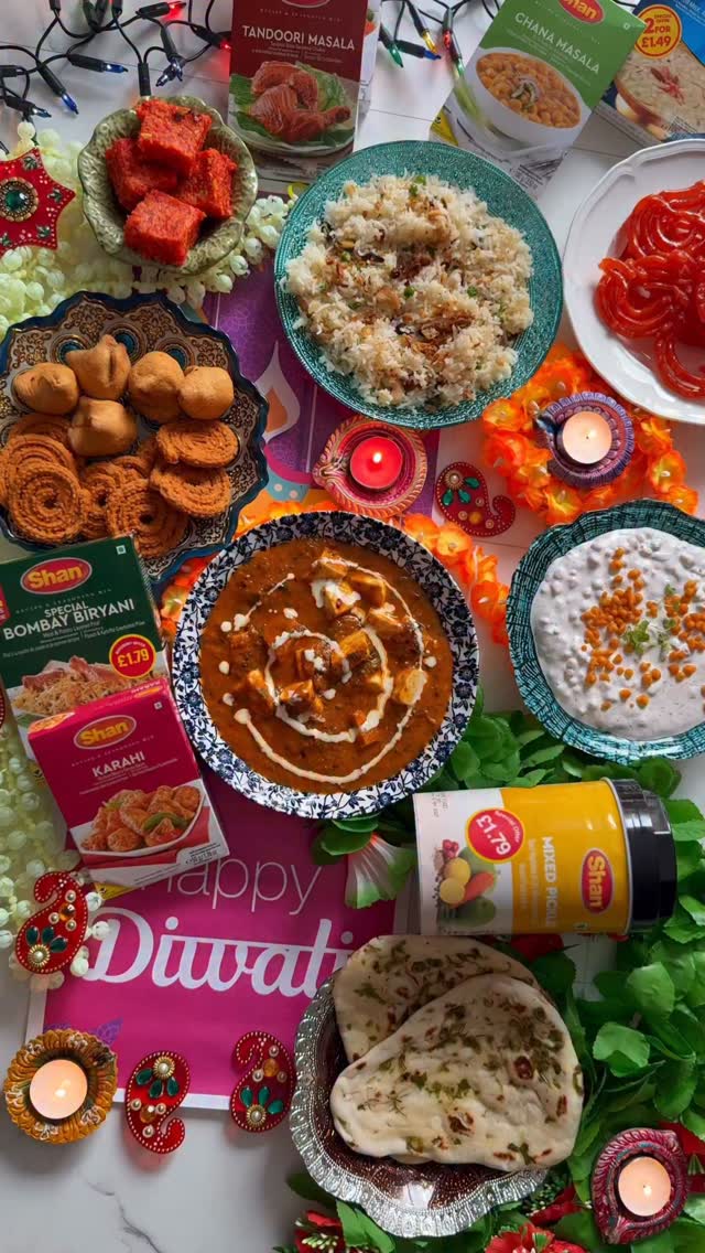 Instagram post by @yourfoodfantasy for Shan Foods. Caption reads: My Diwali prep = Shan-daar! 💛

From biryani to....