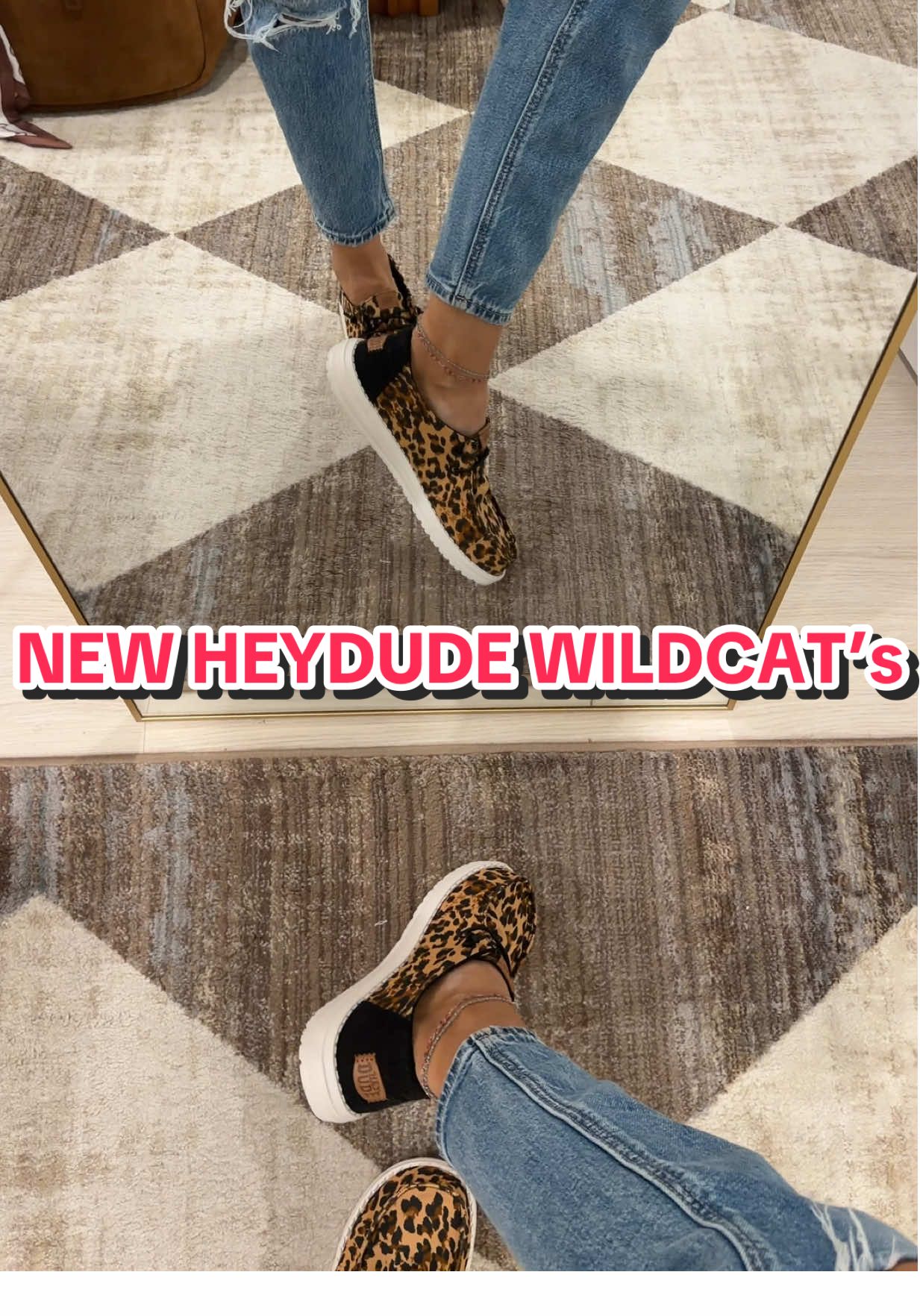 TikTok post by @kenlye.altum for HEYDUDE. Caption reads: Heydude + leopard print + heycomf [...].