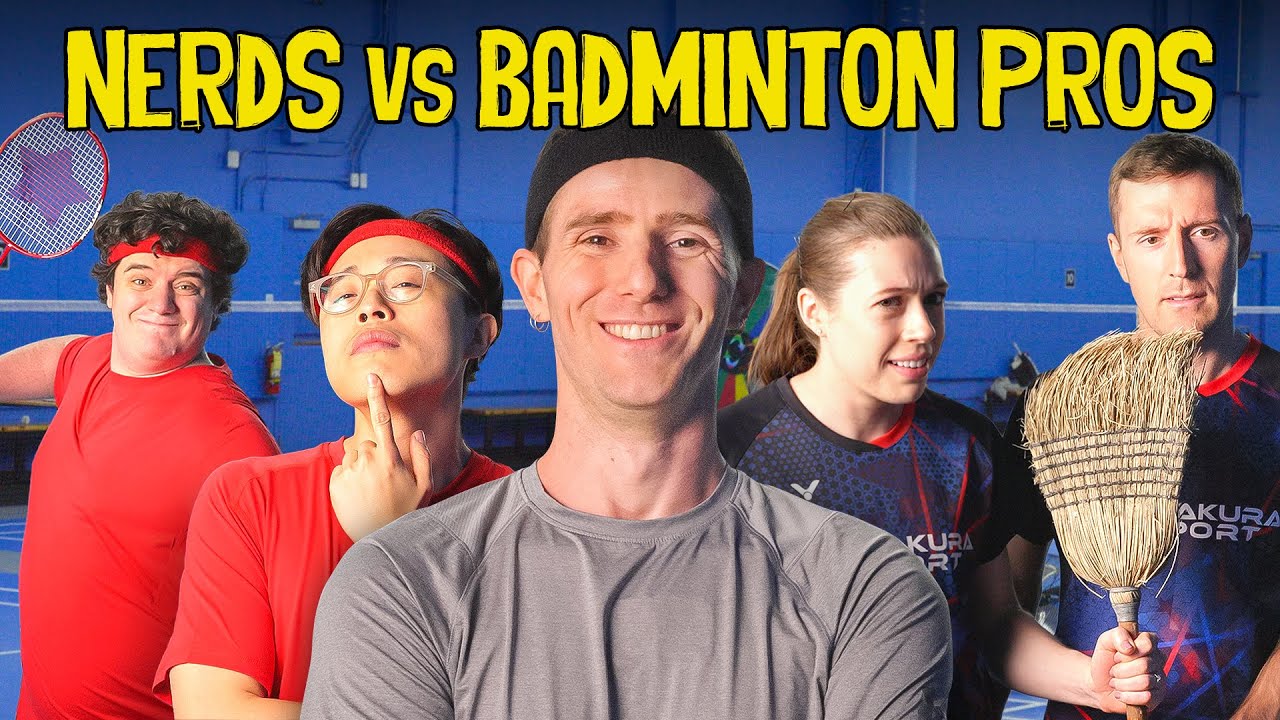 YouTube post by @ChannelSuperFun for DeltaHub. Caption reads: How Hard is it to Beat Professional Badminton....