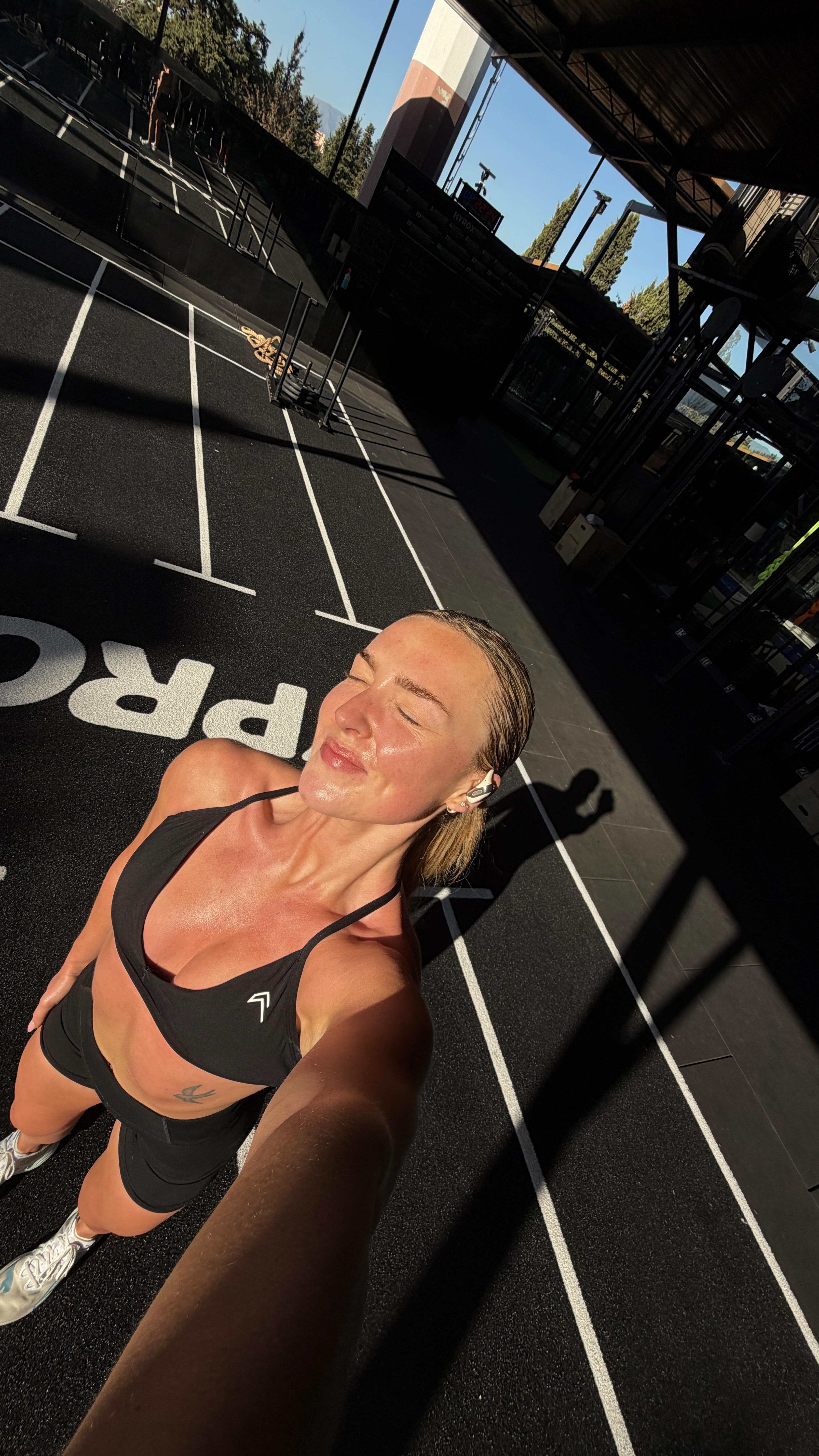 Instagram post by @sarahcattersoncoaching for Homedics. Caption reads: Your next hyrox workout ⚡️ 

Who’s competing in....