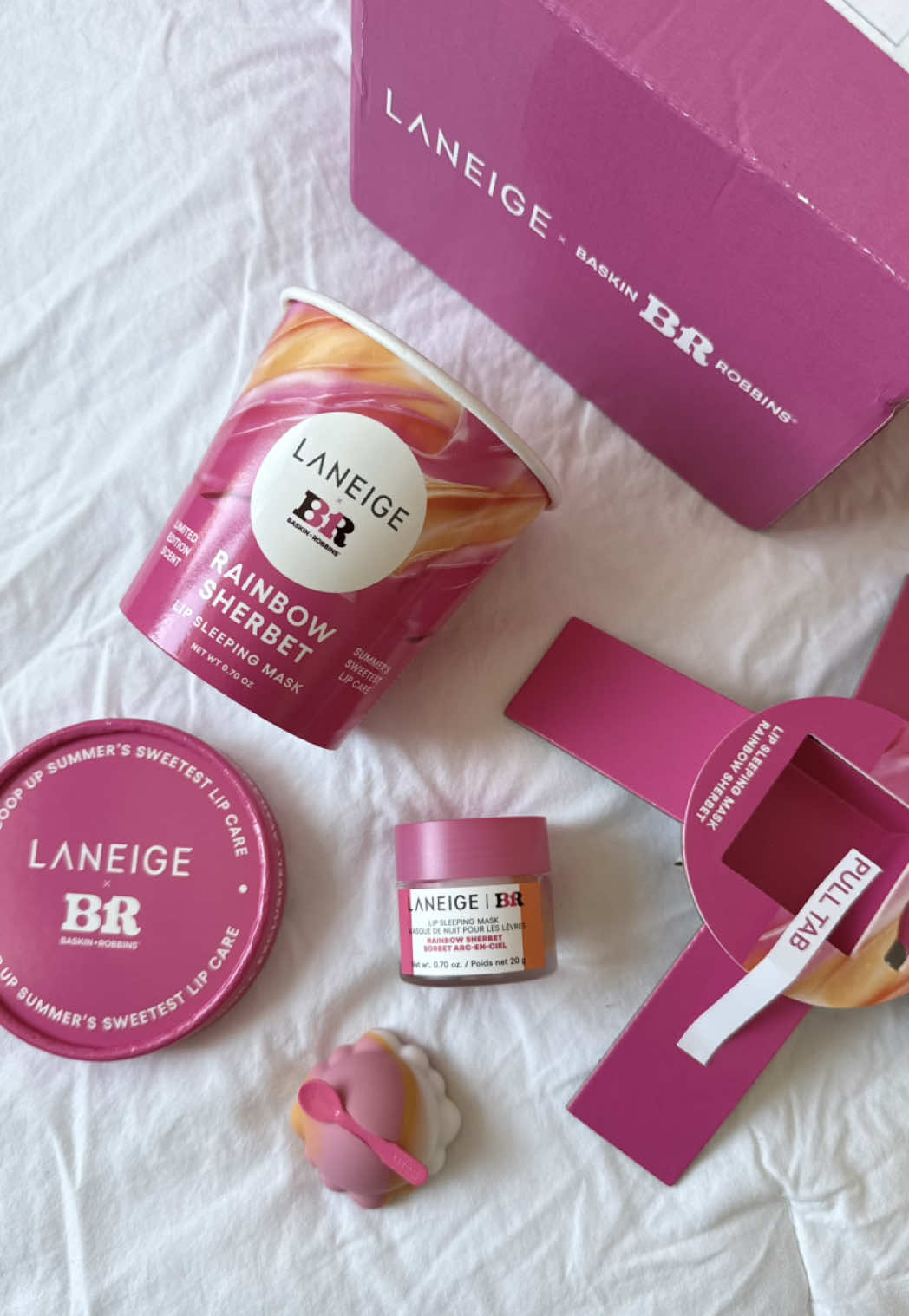 TikTok post by @itsjudyshin for LANEIGE. Caption reads: if rainbow sherbet wasn’t your favorite flavor at....