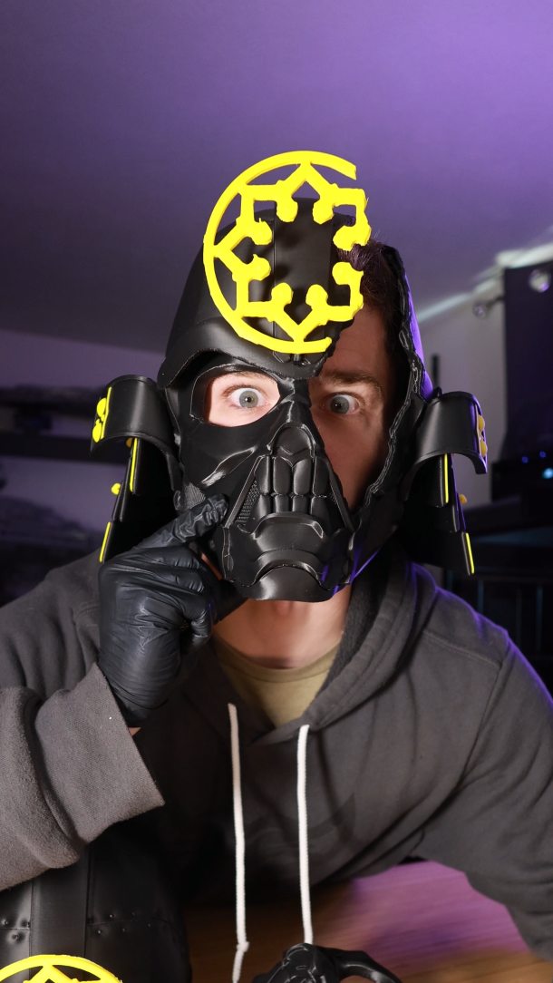 Instagram post by @polskihussar for Creality. Caption reads: I was able to print a 2 in 1 helmet from my....