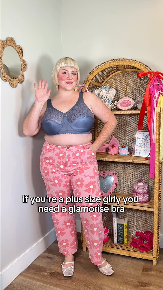 Instagram post by @haileyincolorr for Glamorise. Caption reads: PLUS SIZE GIRLS! If you want a comfortable bra....