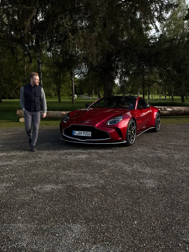 Instagram post by @the.mattbook for Aston Martin. Caption reads: [Ad] 🍒 or 🍊? I can’t decide 😬 #astonmartin....