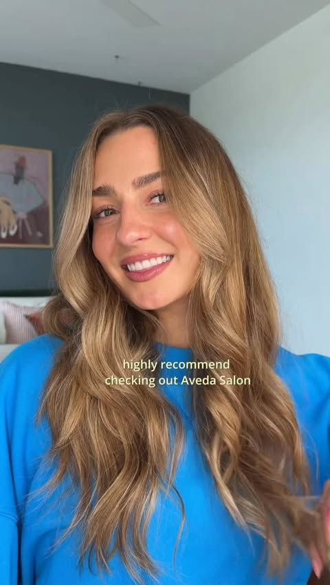 Instagram post by @taryn_lamb for Aveda. Caption reads: [...] get my hair done every 4-5 months at an....