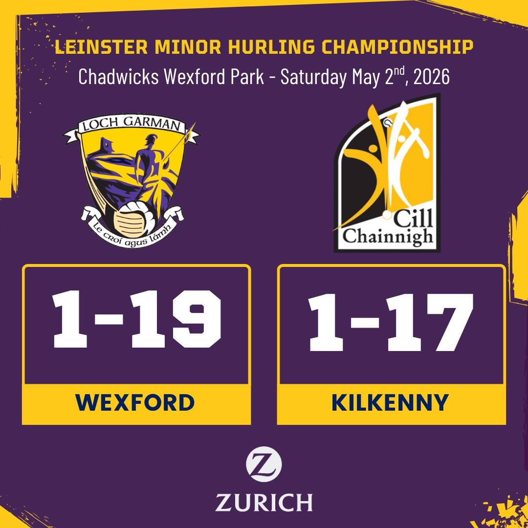 Instagram post by @officialwexgaa for Zurich Insurance. Caption reads: What a fantastic win for our minor hurlers proudly....