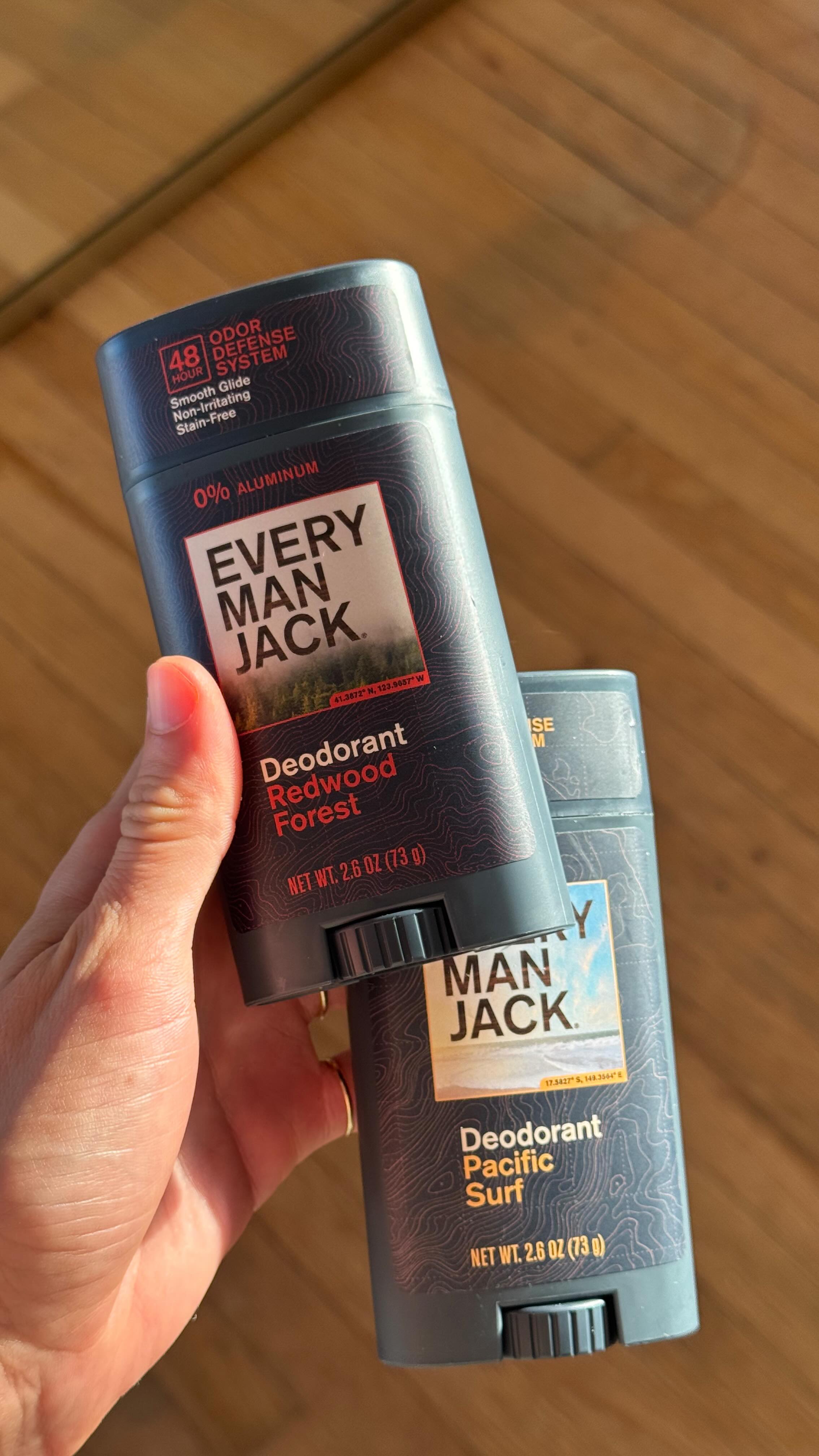 Instagram post by @abbycatlin for EVERY MAN JACK. Caption reads: @everymanjack s new 48 hour, aluminum-free [...].