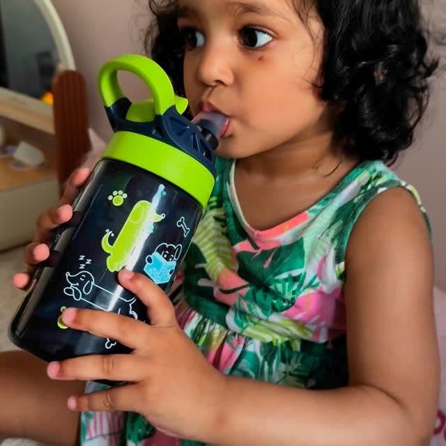 Instagram post by @khush_reviewingtales for Contigo. Caption reads: This kids friendly water bottle does not leak at....