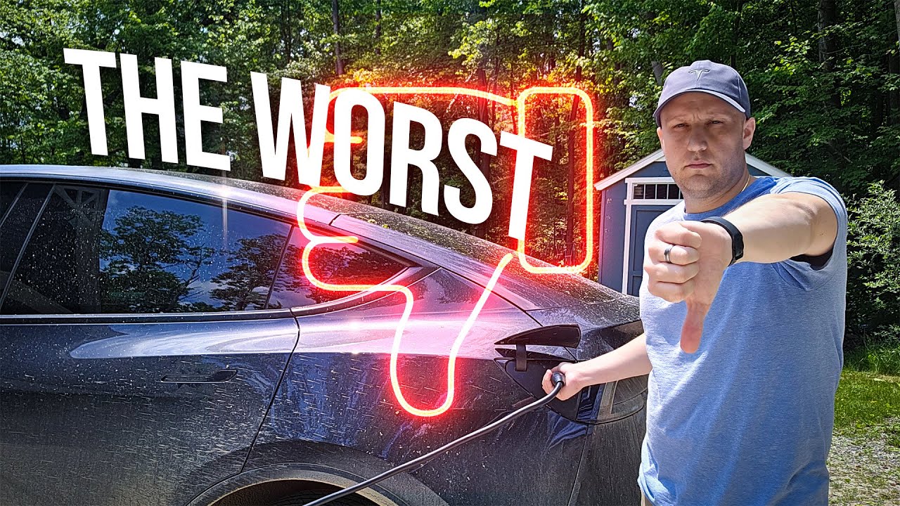 YouTube post by @DirtyTesla for Tesla. Caption reads: The Weird Reason Americans are Scared to Buy a....