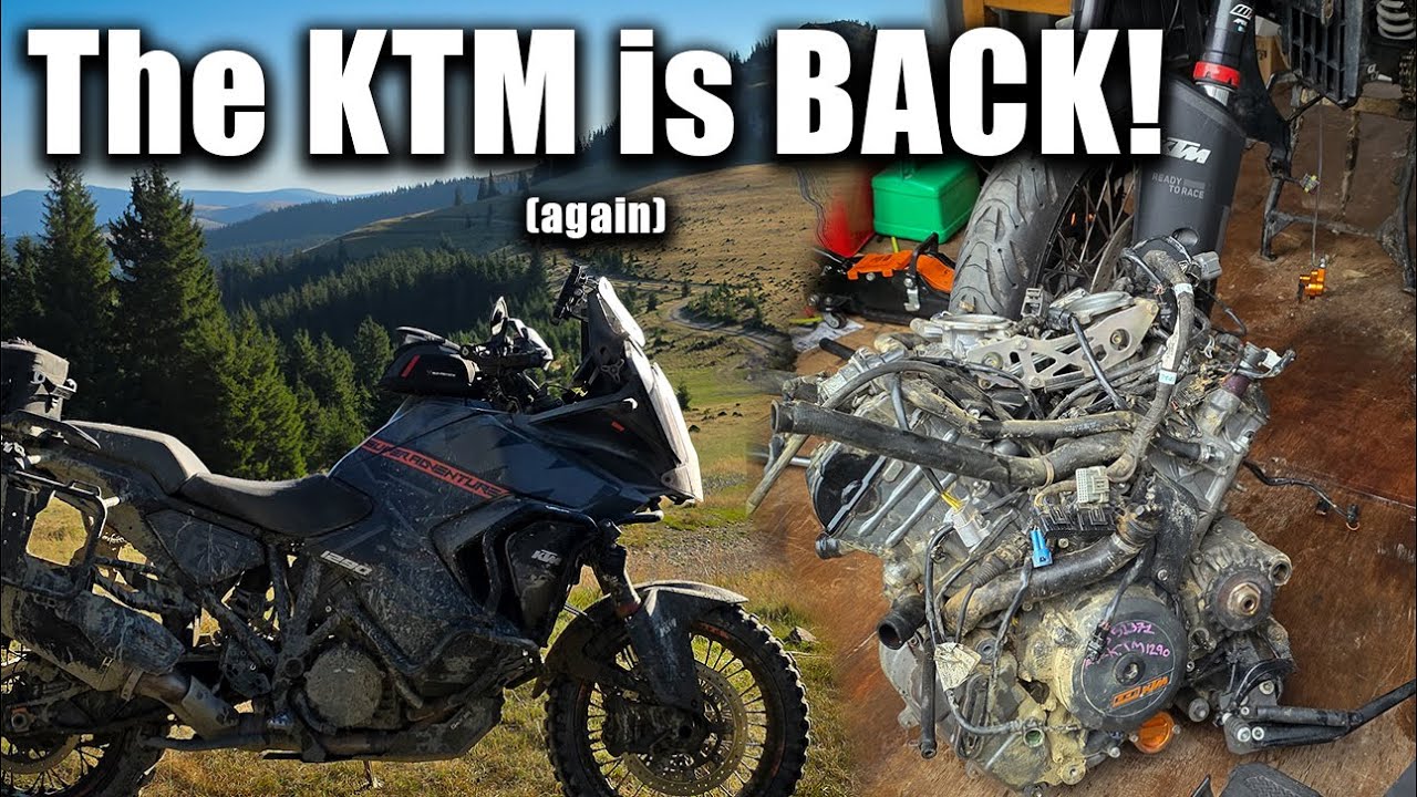 YouTube post by @SamVBikes for LITELOK. Caption reads: NO MORE ENGINES! KTM 1290 Super Adventure is....