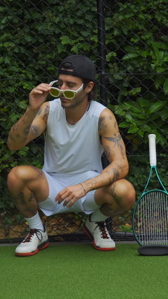 Instagram post by @thetennis101 for Oakley. Caption reads: Tennis training with @oakleymeta HSTN hits....