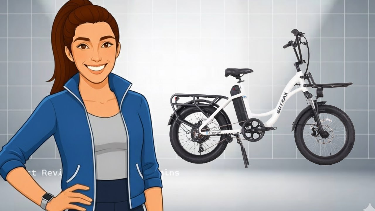YouTube post by @shoppingwithamy for Gotrax. Caption reads: GOTRAX E Cargo Electric Bike For Strength and....