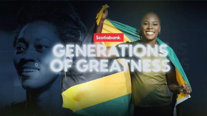 Instagram post by @simonenclarke for Scotiabank. Caption reads: We brought together track and field legends....