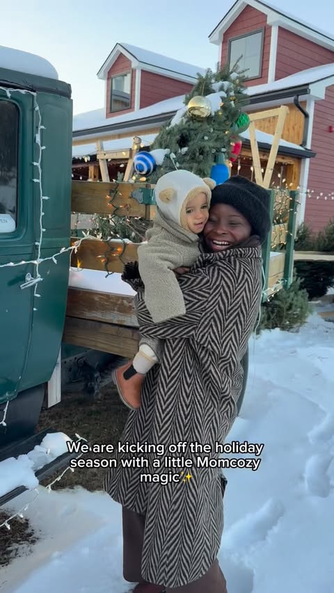 Instagram post by @thandibadger for Momcozy. Caption reads: Kicking off the holiday season with a little....