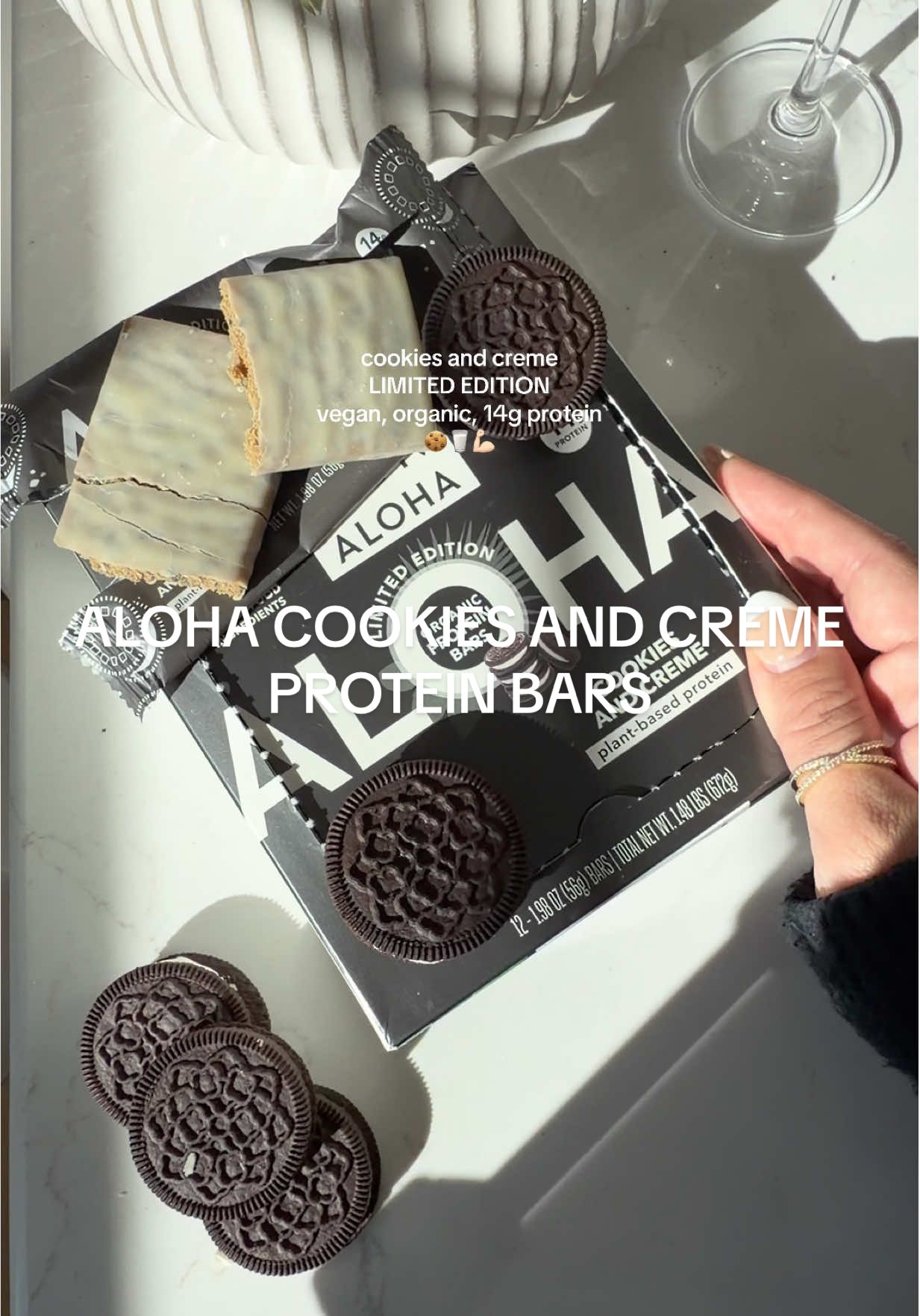 TikTok post by @jenessa.gray for ALOHA. Caption reads: [...] but you also want abs🥛🍪 @ALOHA Protein....