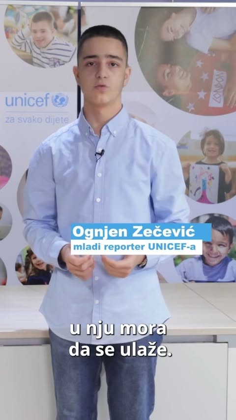 Instagram post by @volivas_voli for UNICEF. Caption reads: [...] odluka koje se donose danas. 🎥 UNICEF-ov....