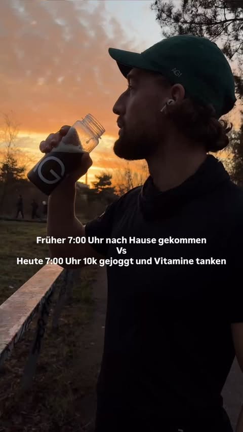 Instagram post by @dom.stroh for AG1. Caption reads: The perfect morning start @drinkag1de Ad.