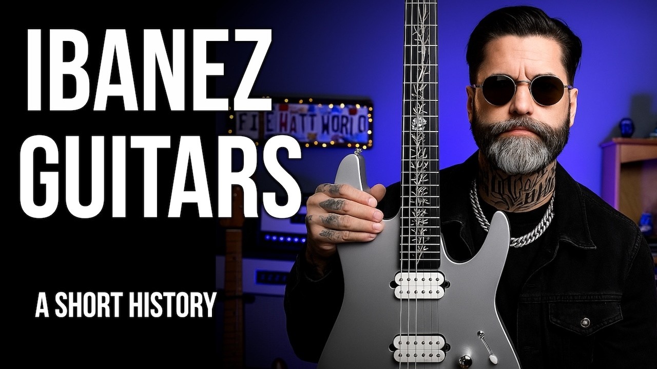 YouTube post by @fivewattworld for Reverb. Caption reads: Ibanez Guitars: A Short History.