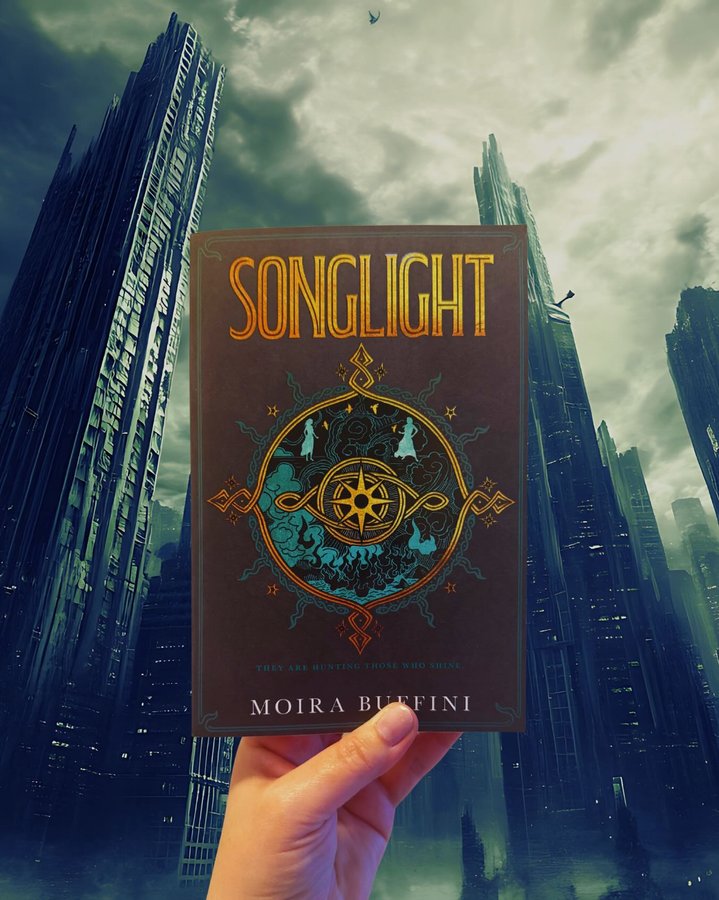Instagram post by @michellegodardricher for BookSparks. Caption reads: 📚Songlight by Moira Buffini (The Torch Trilogy....