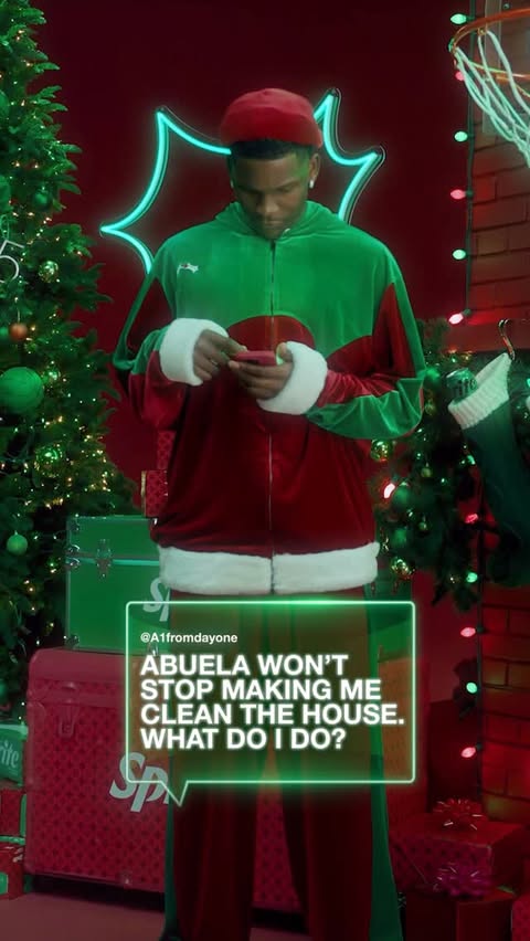 Instagram post by @theanthonyedwards_ for Sprite. Caption reads: Anta Claus says listen to abuela..