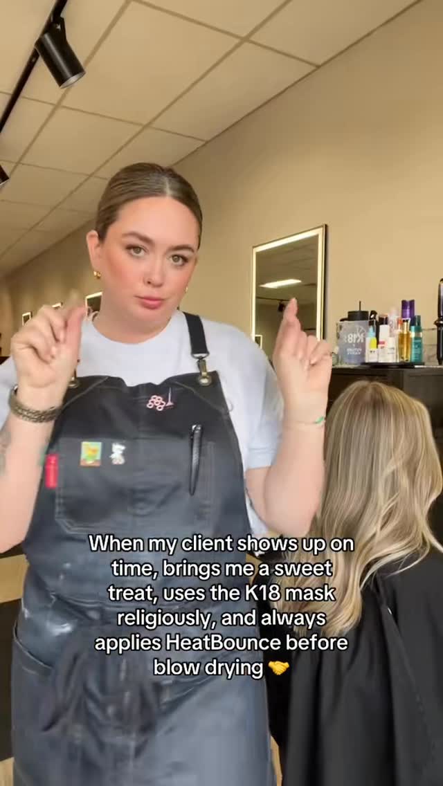 Instagram post by @customcolorqueen for K18 Hair. Caption reads: The formula for becoming my favorite....