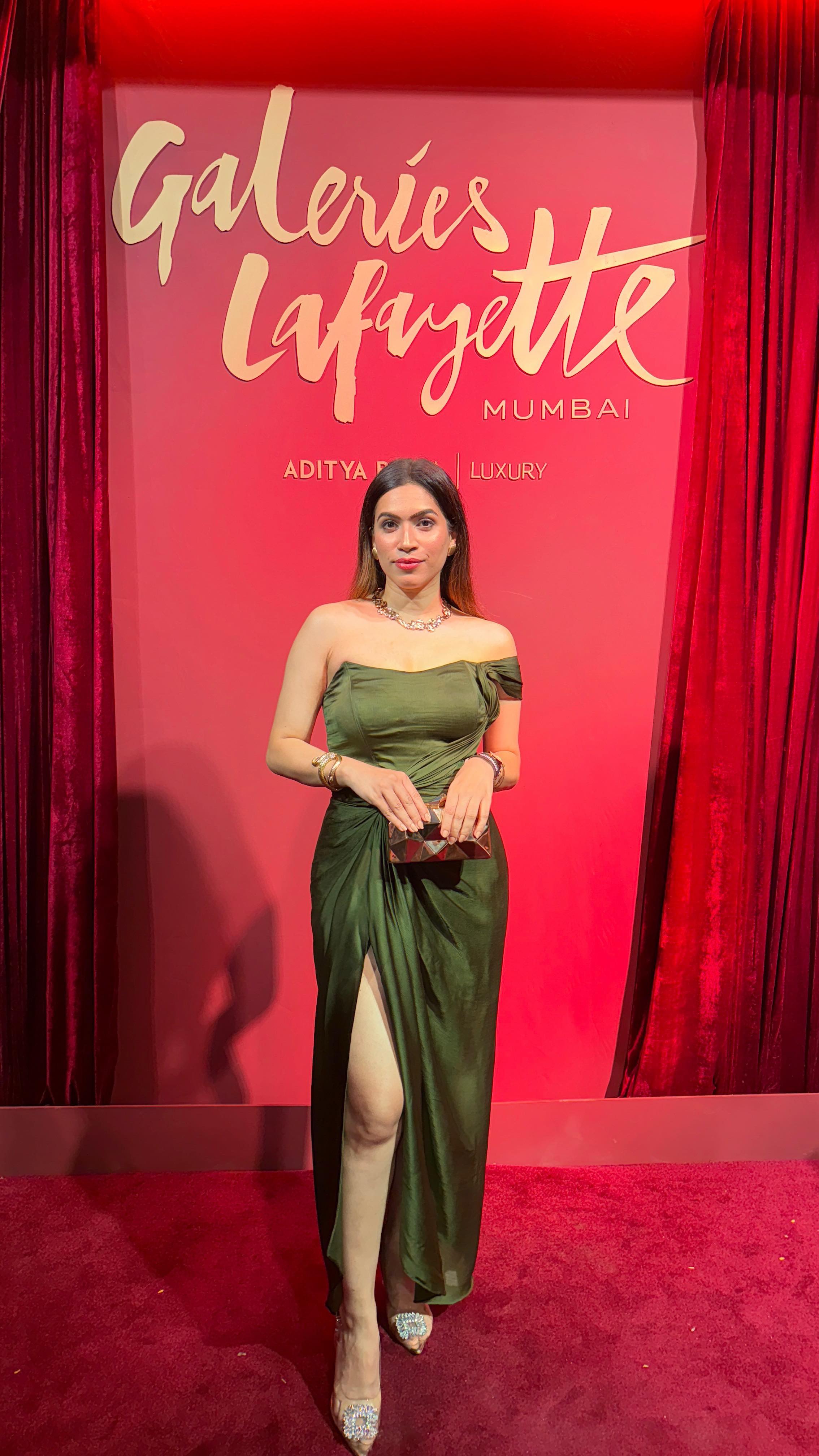 Instagram post by @kanika_kh for Galeries Lafayette. Caption reads: At the grand launch of the Parisian Luxury Multi....