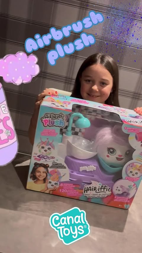 Instagram post by @xolivia_georgiax for Canal Toys. Caption reads: [...] plush hairiffic hairstyling salon from....