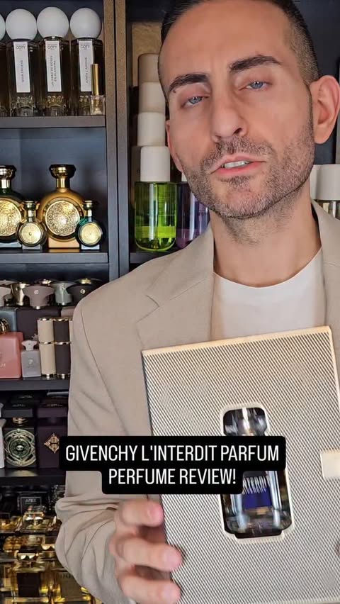 Instagram post by @redolessence for Givenchy Beauty. Caption reads: Givenchy L'interdit Parfum perfume....