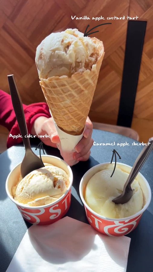 Instagram post by @reviewinh1.3.6.9 for Salt & Straw. Caption reads: Fall in a scoop — Salt & Straw’s September menu....