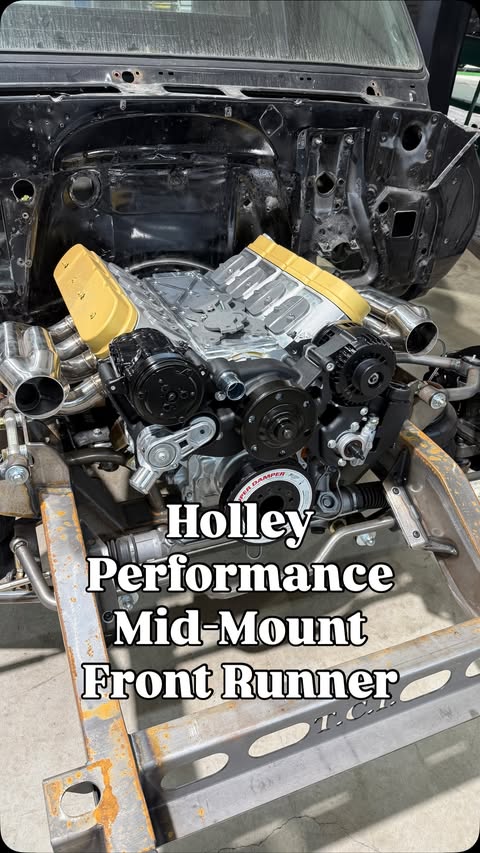 Instagram post by @jessiesperformance for Holley. Caption reads: Installing a @holleyperformance mid mount front....