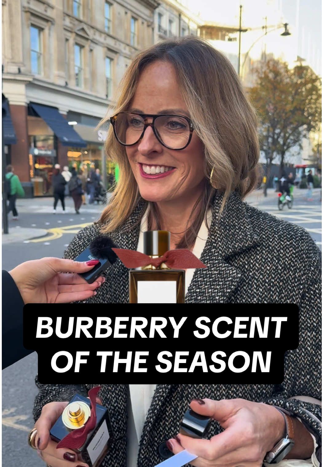 TikTok post by @the__gloss for Selfridges. Caption reads: [...] ✨ Try Amber Heath by @Burberry Beauty....