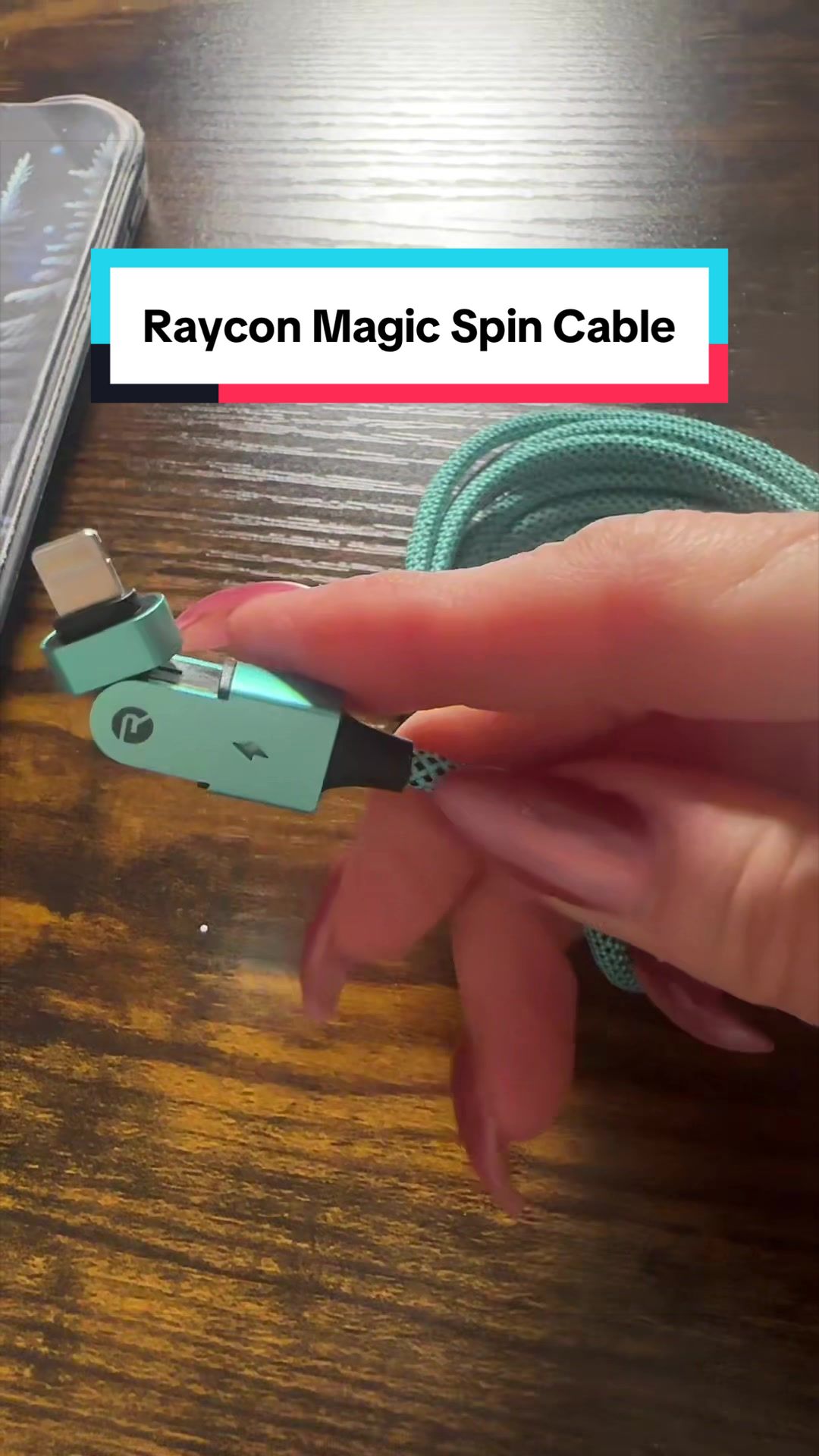 TikTok post by @mardigras68 for Raycon. Caption reads: [...] Cable for Mobile Phones and Electronics....