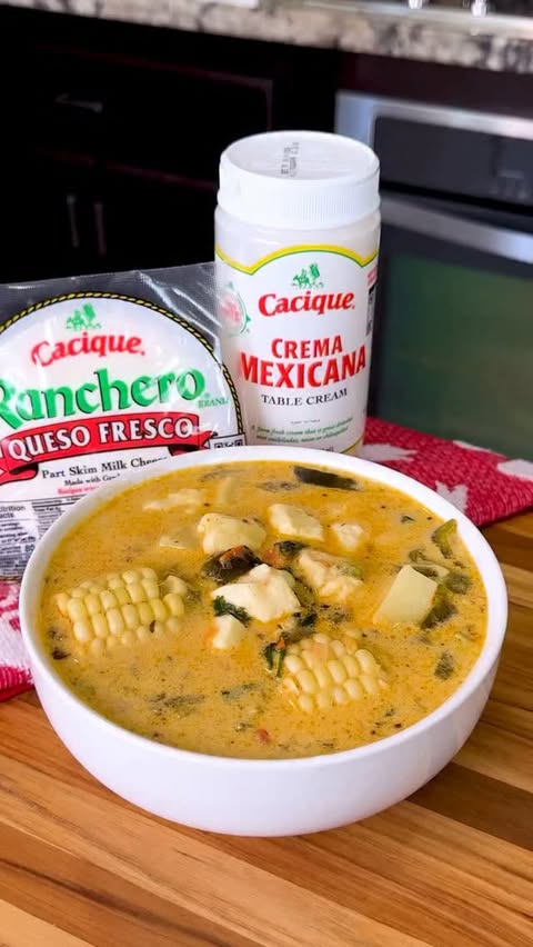 Instagram post by @lov.kari for Cacique Foods. Caption reads: [...] for winter. Made with @caciquefoods Ranchero....