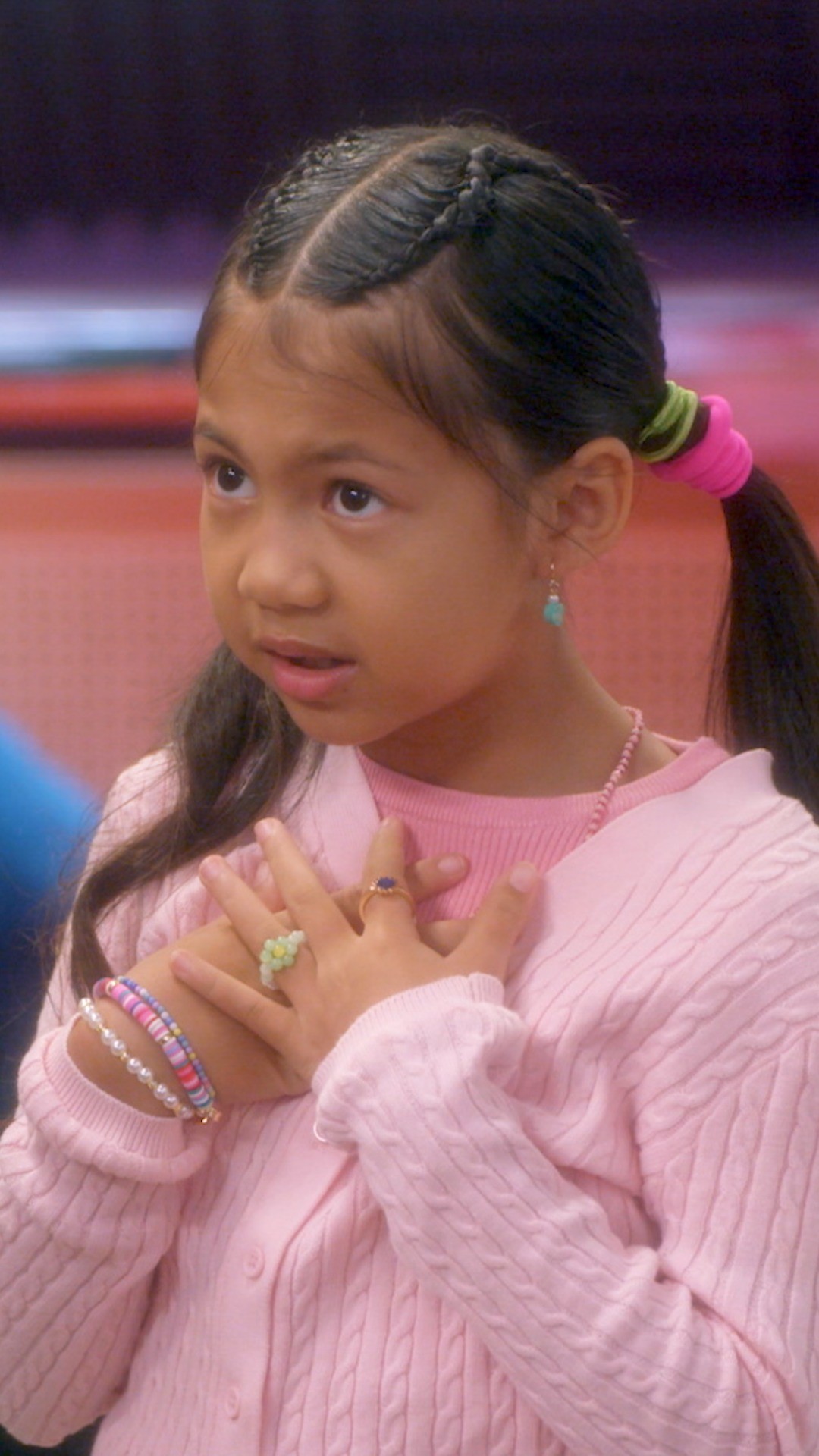 Instagram post by @maiakealoha for Disney Channel. Caption reads: tulip's sister being a super genius child is NOT....